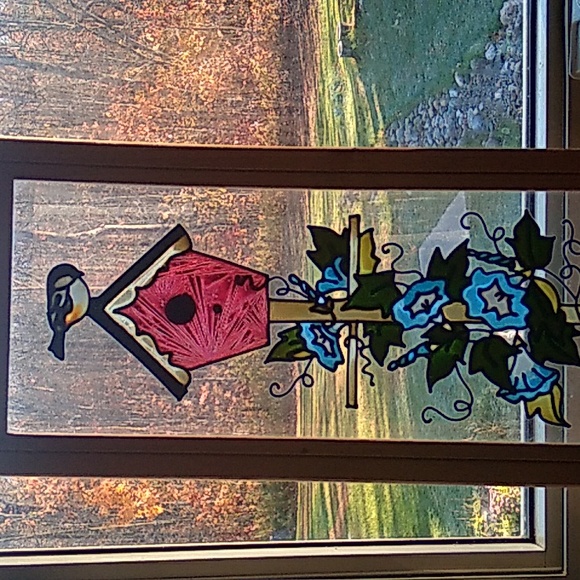 🐦 BLUEBIRD FRAMED ART LOOKS LIKE Stained Glass 🐦 Nature lovers GREAT GIFT 🎁 - Picture 2 of 16